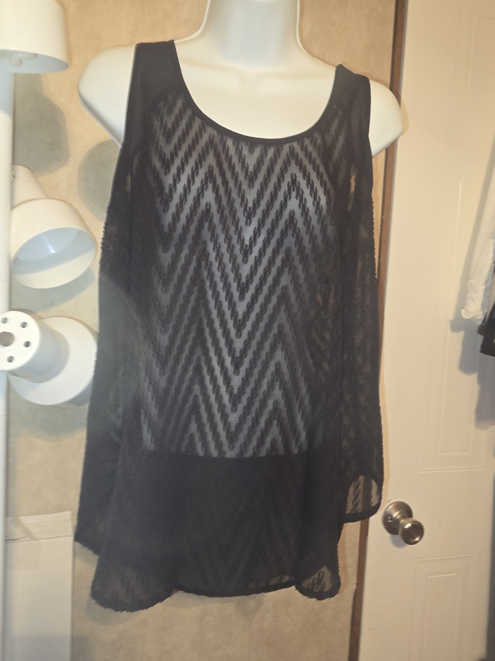 eyelash couture Black Chevron Sheer Tank
